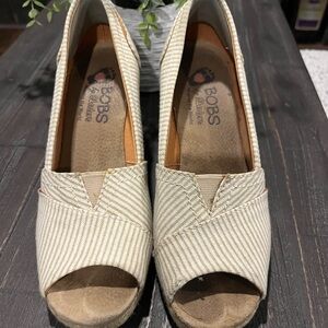 Skechers BOBS Beige Striped Espadrilles
